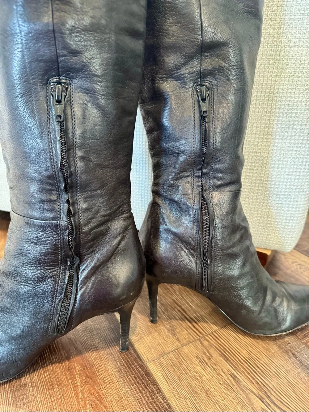 Vintage 90s/Y2K Coach Dalla Black Leather Over-the-Knee Stiletto Boots